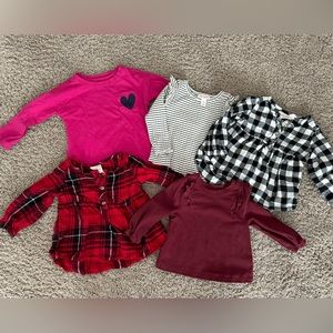 Set of 5 baby girl 12 month long sleeve shirts